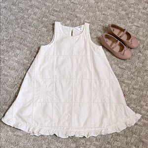 H&M x Georgia Beaumont Girls’ White Embroidered Cotton Dress/Beige Ballet Flats